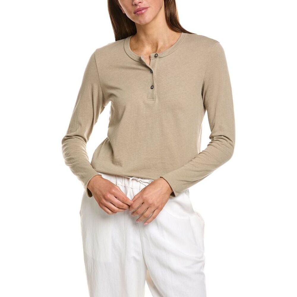 James Perse Womens  Shrunken Henley, Brown